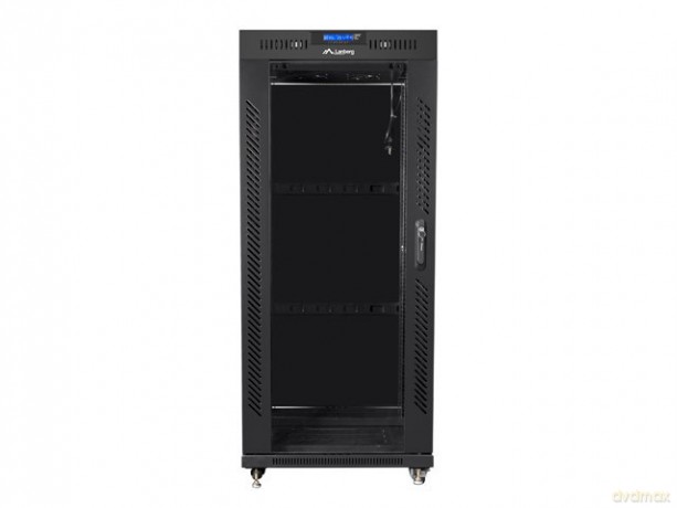 Szafa instalacyjna rack stojąca 19 27U 600x600 czarna, drzwi szklane LCD (Flat pack)