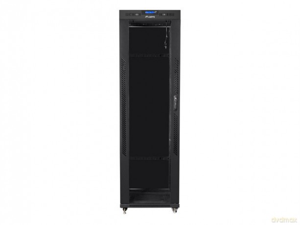 Szafa instalacyjna rack stojąca 19 42U 600x1000 czarna, drzwi szklane lcd (flat pack)