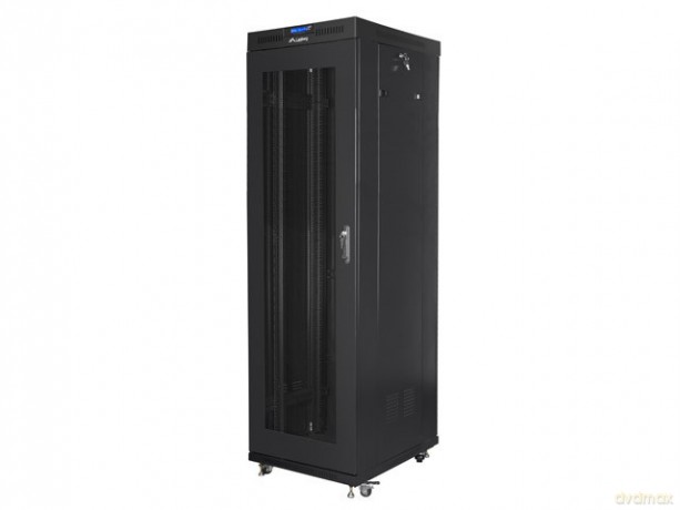 Szafa instalacyjna rack stojąca 19 42U 600x800 czarna, drzwi perforowane lcd (flat pack)