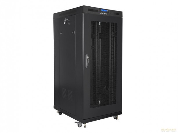Szafa instalacyjna rack stojąca 19 cali 22U 800X800 czarna dzrwi perforowane LCD