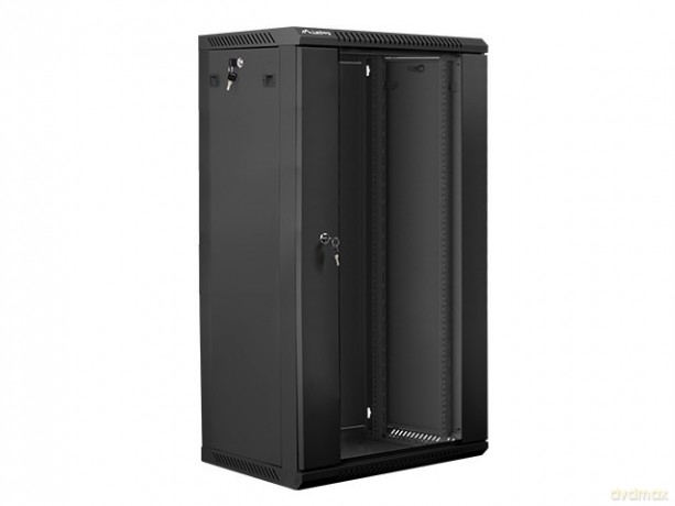 Szafa instalacyjna wisząca 19'' 22U 600X450mm czarna (drzwi szklane)