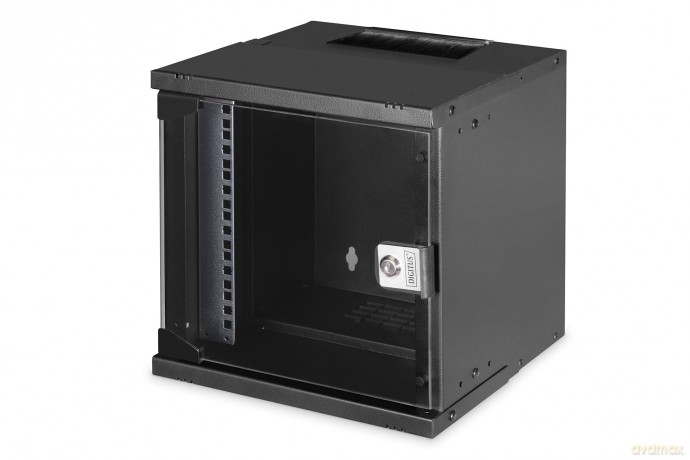 Szafa sieciowa wisząca 10 cali 6U, SOHO PRO 324 x 316 x 298 mm, nośność 60kg, drzwi szyba, niezłożona, Czarna
