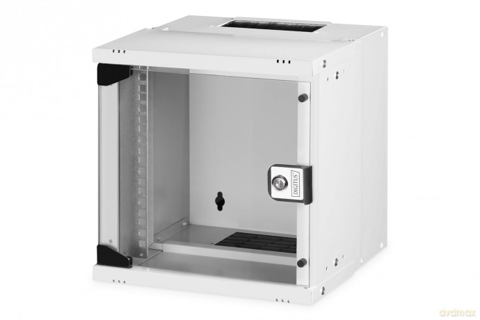 Szafa sieciowa wisząca 10 cali 6U, SOHO PRO 324 x 316 x 298 mm, nośność 60kg, drzwi szyba, niezłożona, Szara