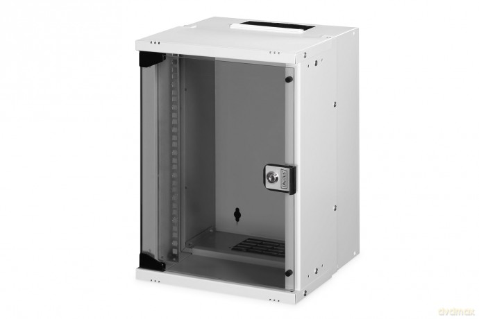 Szafa sieciowa wisząca 10 cali 9U, SOHO PRO 457 x 316 x 298 mm, nośność 60kg, drzwi szyba, niezłożona Szara