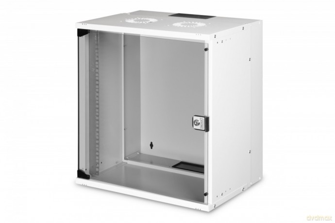 Szafa sieciowa wisząca 19" 12U, SOHO PRO 595 x 540 x 400 mm, nośność 60kg, drzwi szyba, niezłożona, Szara