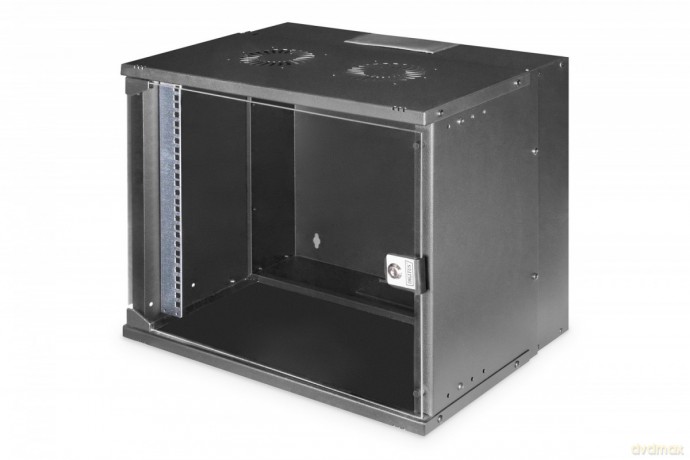 Szafa sieciowa wisząca 19" 9U, SOHO PRO 460 x 540 x 400 mm, nośność 60kg, drzwi szyba, niezłożona, Czarna
