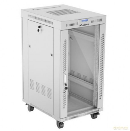 Szafa stojąca rack 19'' 22U 600x800 szara drzwi szklane LCD flack pack