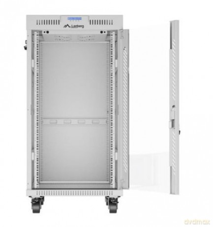 Szafa stojąca rack 19'' 22U 600x800 szara drzwi szklane LCD flack pack