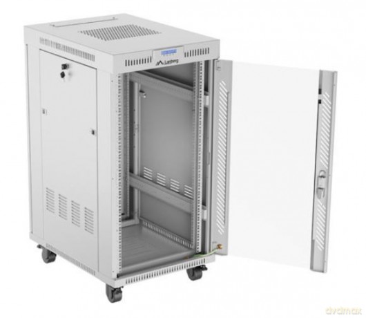 Szafa stojąca rack 19'' 22U 600x800 szara drzwi szklane LCD flack pack