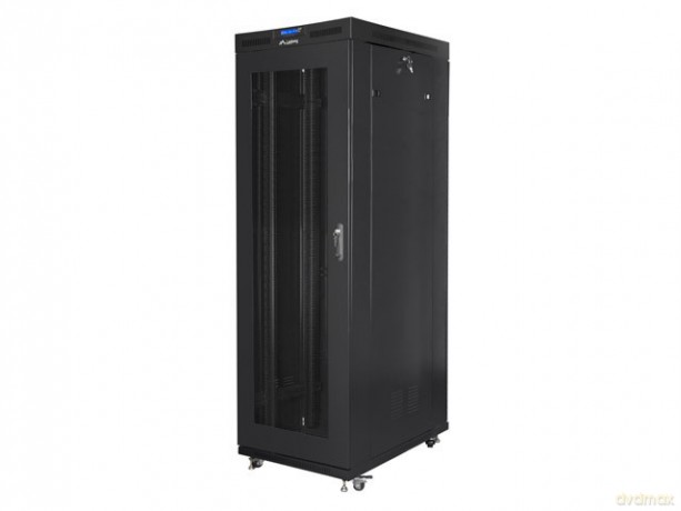 Szafa stojąca rack 19 cali 42U 800x1200 czarna drzwi perforowane LCD (flat pack) V2