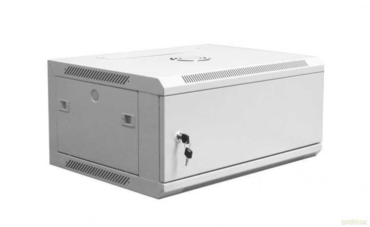 Szafa wisząca jednosekcyjna 19 4U 279/600/450mm, drzwi metalowe, szara (RAL7035), zmontowana