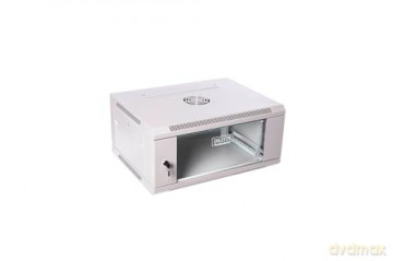 Szafa wisząca jednosekcyjna 19 cali 6U 368/600/450mm, drzwi szklane, szara (RAL7035), zmontowana