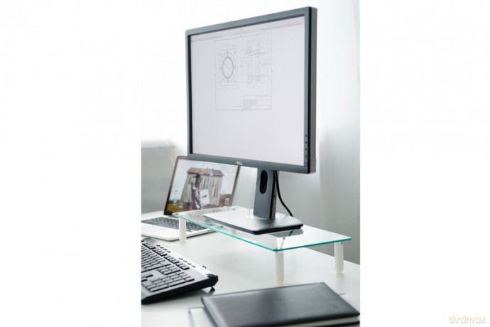 Szklana podstawa dla monitora, powierzchnia robocza: 56x21cm, max. obciążenie: 20kg