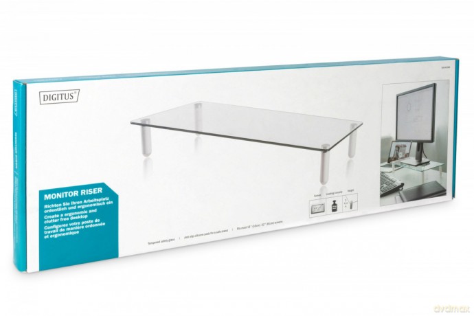 Szklana podstawa dla monitora, powierzchnia robocza: 56x21cm, max. obciążenie: 20kg