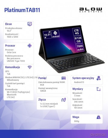 Tablet Plantinum TAB11 4G Etui 10.5 cala