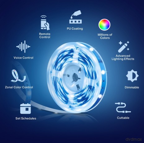 Taśma LED Smart Wi-Fi ze zmiennym kolorem Tapo L920-5 2.4 GHz Wi-Fi, 802.11b/g/n, one 16.4 ft/5m RGB+IC LED light strip, 12V/112V/1.5