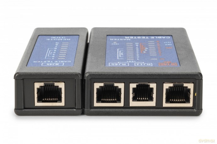 Tester kabli sieciowych i komunikacyjnych LED, kat.5e-kat.6A, (RJ45, RJ12, RJ11), Auto-Scan z PoE