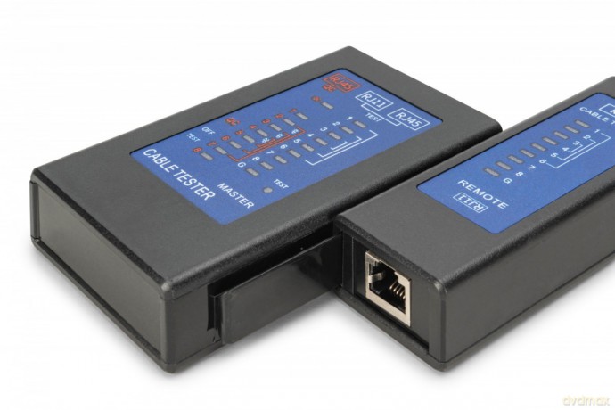 Tester kabli sieciowych i komunikacyjnych LED, kat.5e-kat.6A, (RJ45, RJ12, RJ11), Auto-Scan z PoE