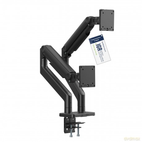 Uchwyt biurkowy podwójny z zaciskiem i sprężyną mechaniczną 2x LCD max. 45" 2x 20kg, VESA: 75x75, 100x100