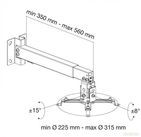 Uchwyt ścienno-sufitowy do projektora 43-65cm, 20kg