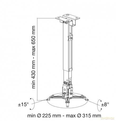 Uchwyt ścienno-sufitowy do projektora 43-65cm, 20kg