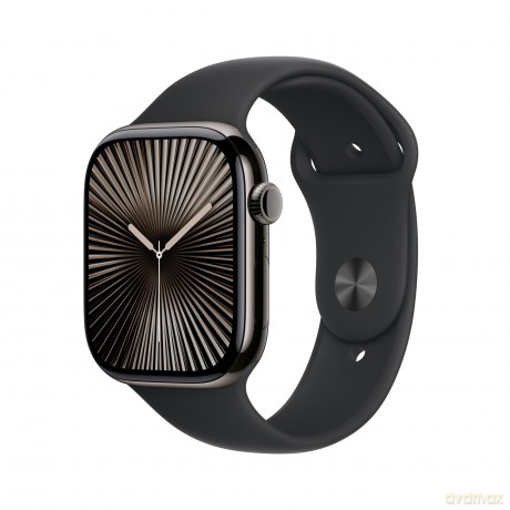 Watch Series 10 GPS + Cellular, koperta 42 mm z tytanu w kolorze łupkowym z paskiem sportowym w kolorze czarnym - rozmiar S/M