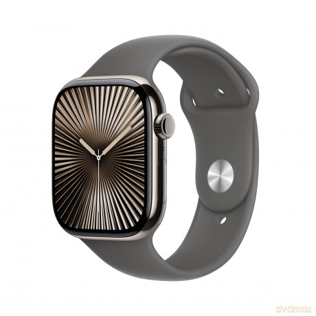 Watch Series 10 GPS + Cellular, koperta 42 mm z tytanu w kolorze naturalnym z paskiem sportowym w kolorze górskiej szarości - rozmiar M/L