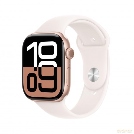 Watch Series 10 GPS, koperta 42 mm z aluminium w kolorze różowego złota z paskiem sportowym w kolorze łagodnego różu - rozmiar M/L