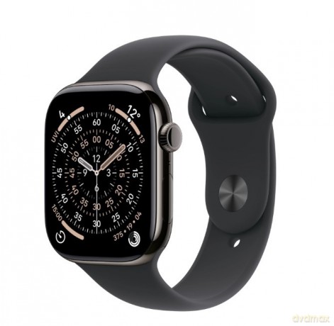Watch Series 11 GPS + Cellular, koperta 42 mm z tytanu w kolorze łupku, pasek sportowy w kolorze czarnym - rozmiar M/L