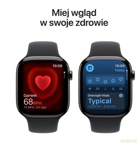 Watch Series 11 GPS + Cellular, koperta 42 mm z tytanu w kolorze łupku, pasek sportowy w kolorze czarnym - rozmiar M/L