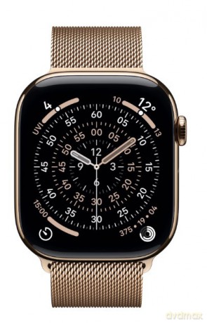 Watch Series 11 GPS + Cellular, koperta 46 mm z tytanu w kolorze złotym, bransoleta mediolańska w kolorze złotym S/M