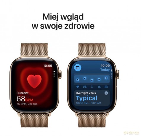 Watch Series 11 GPS + Cellular, koperta 46 mm z tytanu w kolorze złotym, bransoleta mediolańska w kolorze złotym S/M