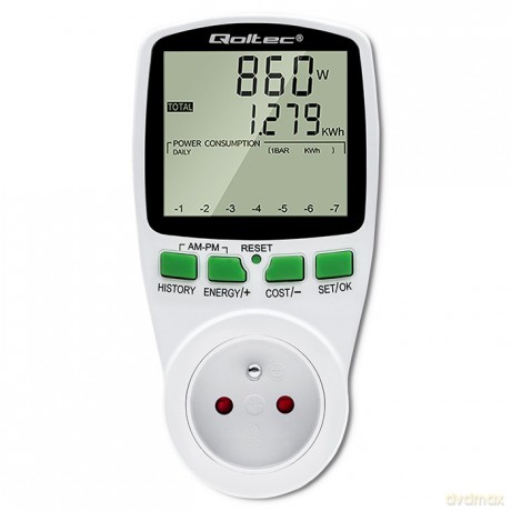 Watomierz Licznik zużycia energii PM0627 z historią pomiaru | 3680W | 16A | LCD