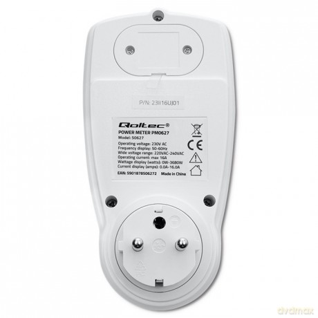 Watomierz Licznik zużycia energii PM0627 z historią pomiaru | 3680W | 16A | LCD