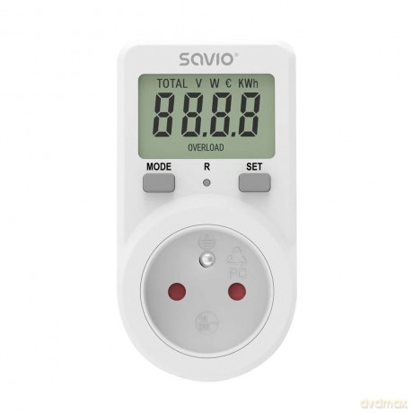 Watomierz z wyświetlaczem LCD, 16A, 3680W, AE-02