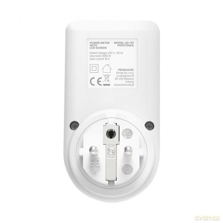 Watomierz z wyświetlaczem LCD, 16A, 3680W, AE-02