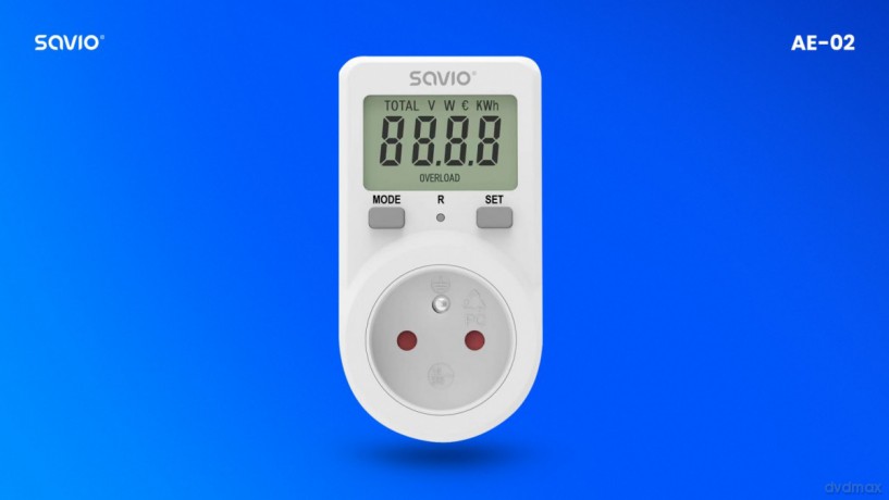 Watomierz z wyświetlaczem LCD, 16A, 3680W, AE-02