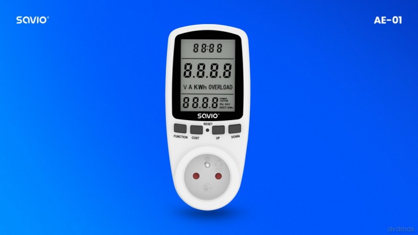 Watomierz, kalkulator energii z wyświetlaczem LCD, 16A, 3680W, AE-01
