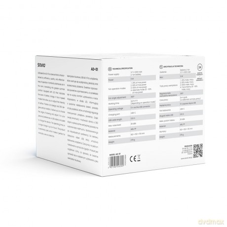 Wentylator biurkowy USB AD-01 White
