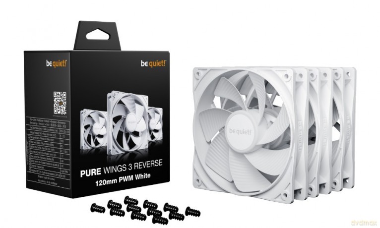 Wentylator Pure Wings 3 120mm PWM Reverse White 3-pak