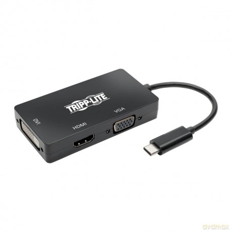Wieloportowy adapter USB-C (M/3xF) 4K HDMI, DVI, VGA, HDCP. U444-06N-HDV4KB Czarny