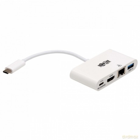Wieloportowy adapter USB-C 4K HDMI, port USB-A, GbE, ładowanie PD 60 W, HDCP U444-06N-H4GU-C Biały