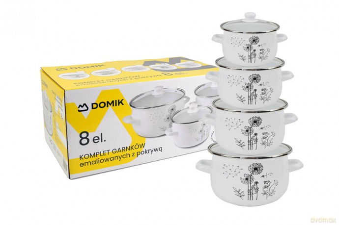 Zestaw garnków 8 elementów Emalia Dmuchawce DO-9324
