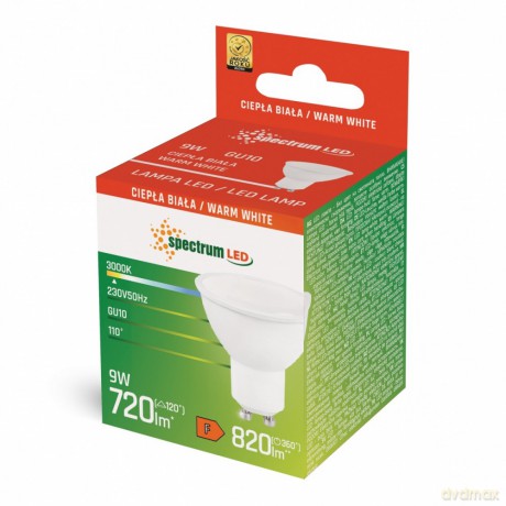 Żarówka LED GU10 9W WW 3000K 820lm 230V