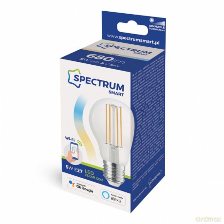 Żarówka Smart Tuya WiFi GLS 5W COG CLEAR CCT+DIM