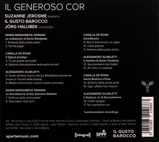 Suzanne Jerosme Il Gusto Barocco Jorg Halubek: Il Generoso Cor [CD]