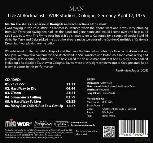 Man: Live At Rockpalast 1975 [CD]+[DVD]