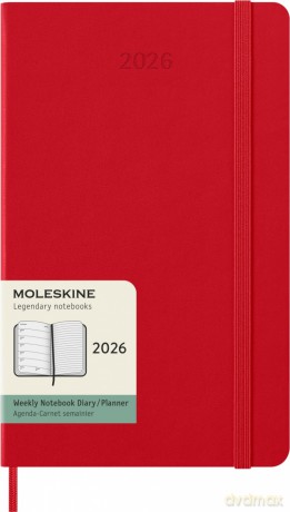 Kalendarz 2026 12M Moleskine L twarda oprawa tygodniowy Scarlet Red 13x21cm [KALENDARZ]