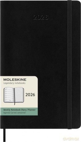 Kalendarz 2026 12M Moleskine L tygodniowy miękka oprawa czarny 13x21cm [KALENDARZ]