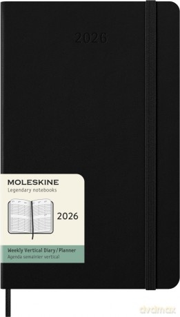 Kalendarz 2026 12M Moleskine L tygodniowy Vertykalny twarda oprawa czarny 13x21cm [KALENDARZ]